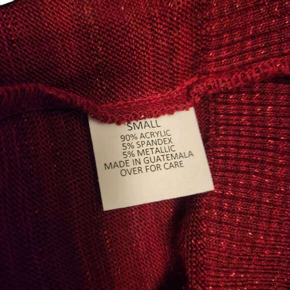 AB Studio Red Metallic Knit Cowl Neck Sweater Top Size Small - Picture 7 of 7